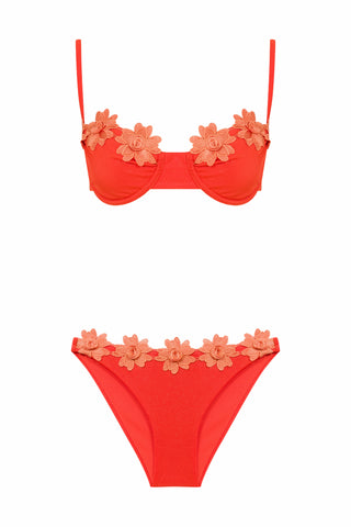 FLOWER EMBROIDERED EMBELLISHED UNDERWIRED BIKINI