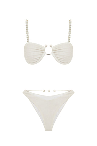FAUX-PEARL EMBELLISHED CUT-OUT UNDERWIRED BIKINI